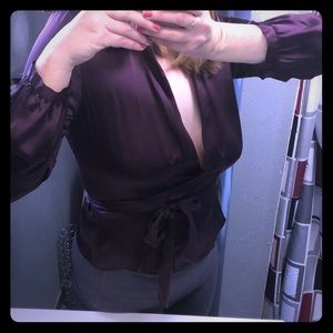 Lovely dark purple, 100% silk wrap blouse